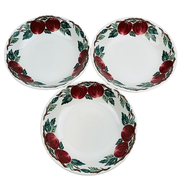 Nancy Calhoun Bella Roma 3 Coupe‎ Soup Bowl Lot Apples Cafe Classico Vintage - Picture 1 of 6